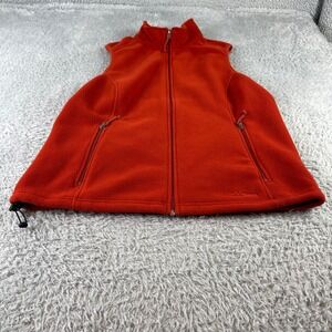 L.L. Bean Fleece Vest Women's XL REG Orange Full Zip Pockets Drawstring